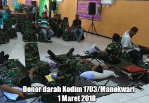 Kodim 1703 Target Sumbang 50 Kantong Darah Hari ini