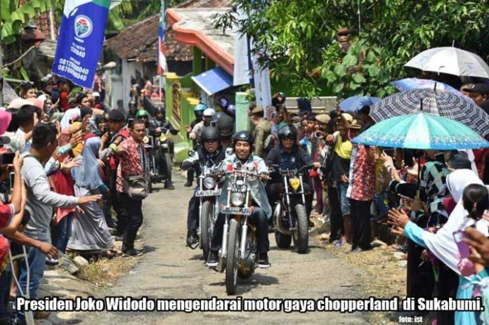 Presiden Naik Motor Tinjau Padat Karya Tunai Sukabumi