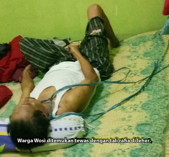 Warga Wosi ditemukan tewas dengan tali di leher.