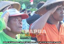Petani Kabupaten Sorong Ikut Upacara HUT RI Sebelum ke Sawah Petani Kabupaten Sorong Ikut Upacara HUT RI Sebelum ke Sawah