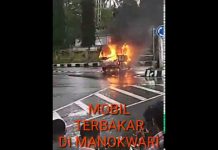 Mobil Terbakar di Putaran Taman Sepatu