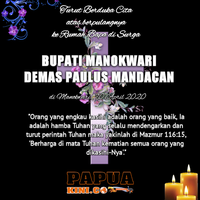 Iklan duka Bupati Manokwari meninggal