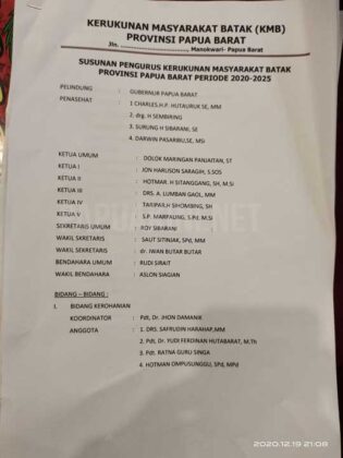 Gubernur Kukuhkan Kerukunan Masyarakat Batak Papua Barat, Ini Para Pengurusnya