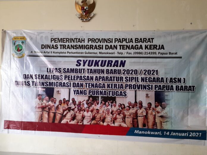 Dinas Transmigrasi dan Naker PB Lepas Sambut Tahun dan ASN