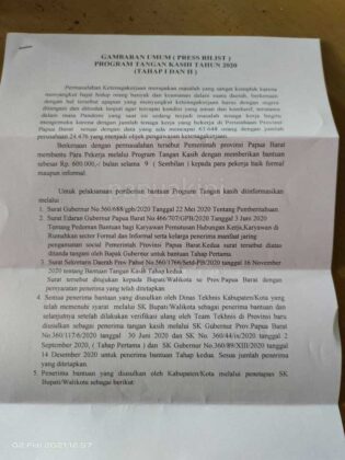Tak Benar Pemprov Papua Barat Tak Koordinasi Dengan Pemkot Sorong Soal Bantuan Tangan Kasih