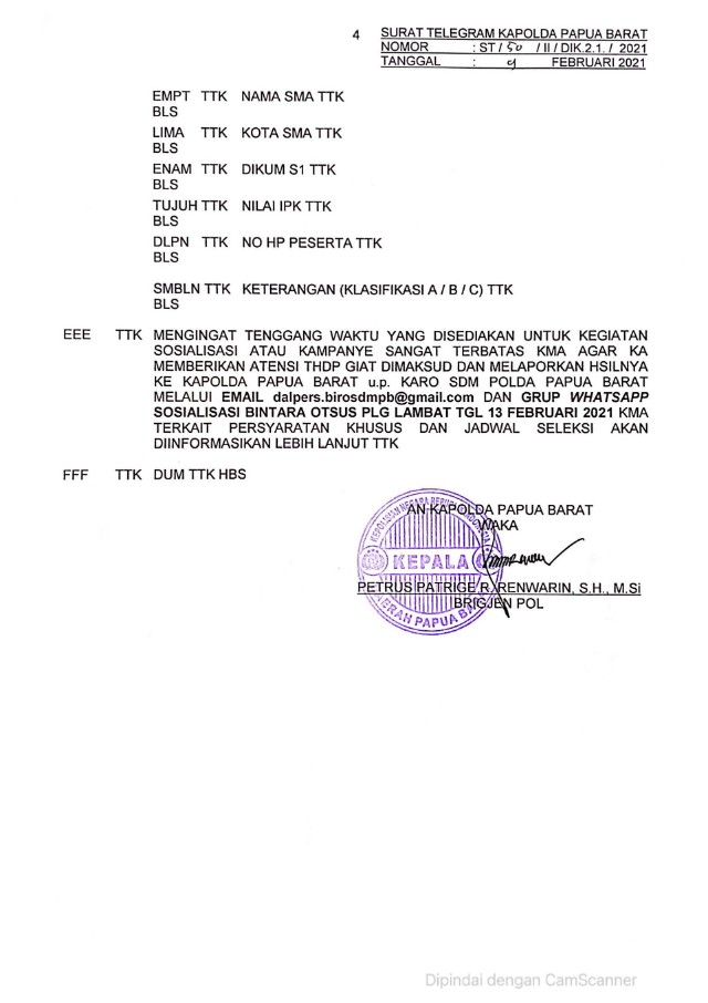 Ini Syarat dan Kuota Bintara Polri Otsus OAP 2021