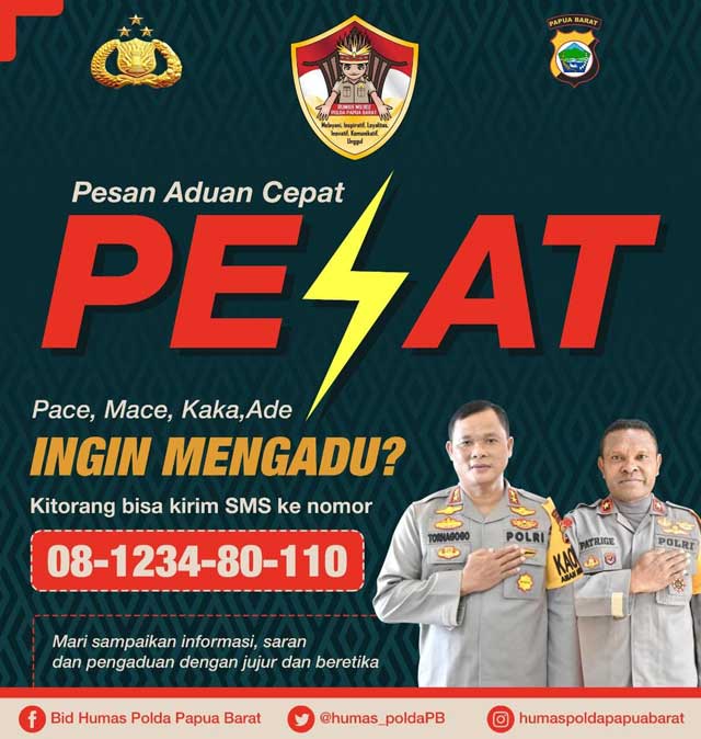sms-center-aduan-polda-papua-barat SMS Pengaduan Polda Papua Barat Otomatis Diterima Kapolda