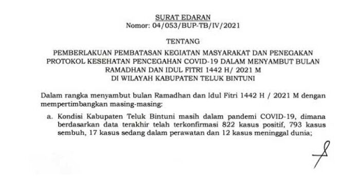 Edaran Bupati Teluk Bintuni Terkait Bulan Suci Ramadan