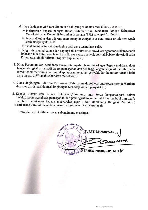 Pemkab Manokwari Waspadai Penyakit Asian Swine Fever Pada Babi