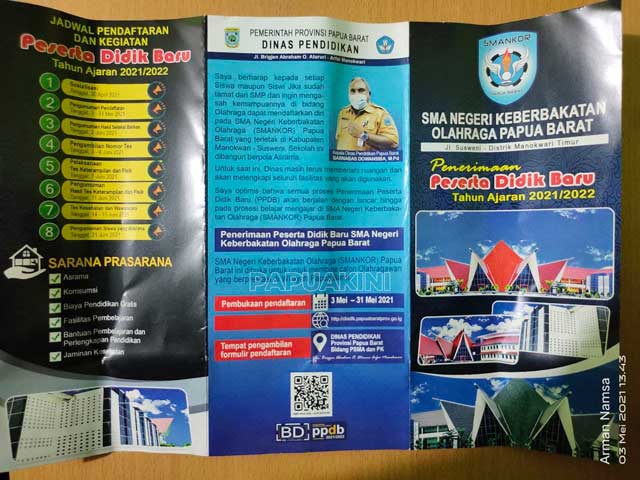 SMA Keberbakatan Olahraga Papua Barat Buka Pendaftaran 3-30 Mei 2021