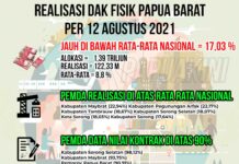 Realisasi DAK Fisik Papua Barat per 12 Agustus 2021