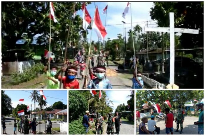 Bocah-bocah Sanggeng Ceria Kibarkan Merah Putih