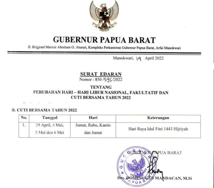 Libur Cuti Bersama Panjang Idul Fitri 1443 H