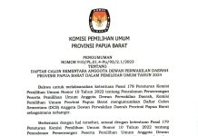 KPU Papua Barat Umumkan DCS DPD RI Pemilu 2024 KPU Papua Barat Umumkan DCS DPD RI Pemilu 2024