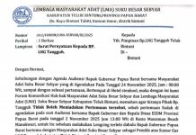 LMA Suku Besar Sebyar Ingatkan BP Tangguh Tentang Pertemuan Dengan Gubernur Papua Barat LMA Suku Besar Sebyar Ingatkan BP Tangguh Tentang Pertemuan Dengan Gubernur Papua Barat