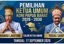 Dua Calon, Pemilihan Ketua KONI Papua Barat 17 September Dua Calon, Pemilihan Ketua KONI Papua Barat 17 September