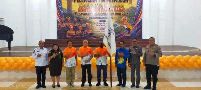 pelepasan-kontingen-pepsrawai-kaimana Bawa Misi Khusus di Pesparawi Nasional 2026, Bupati Lepas Kontingen Kaimana